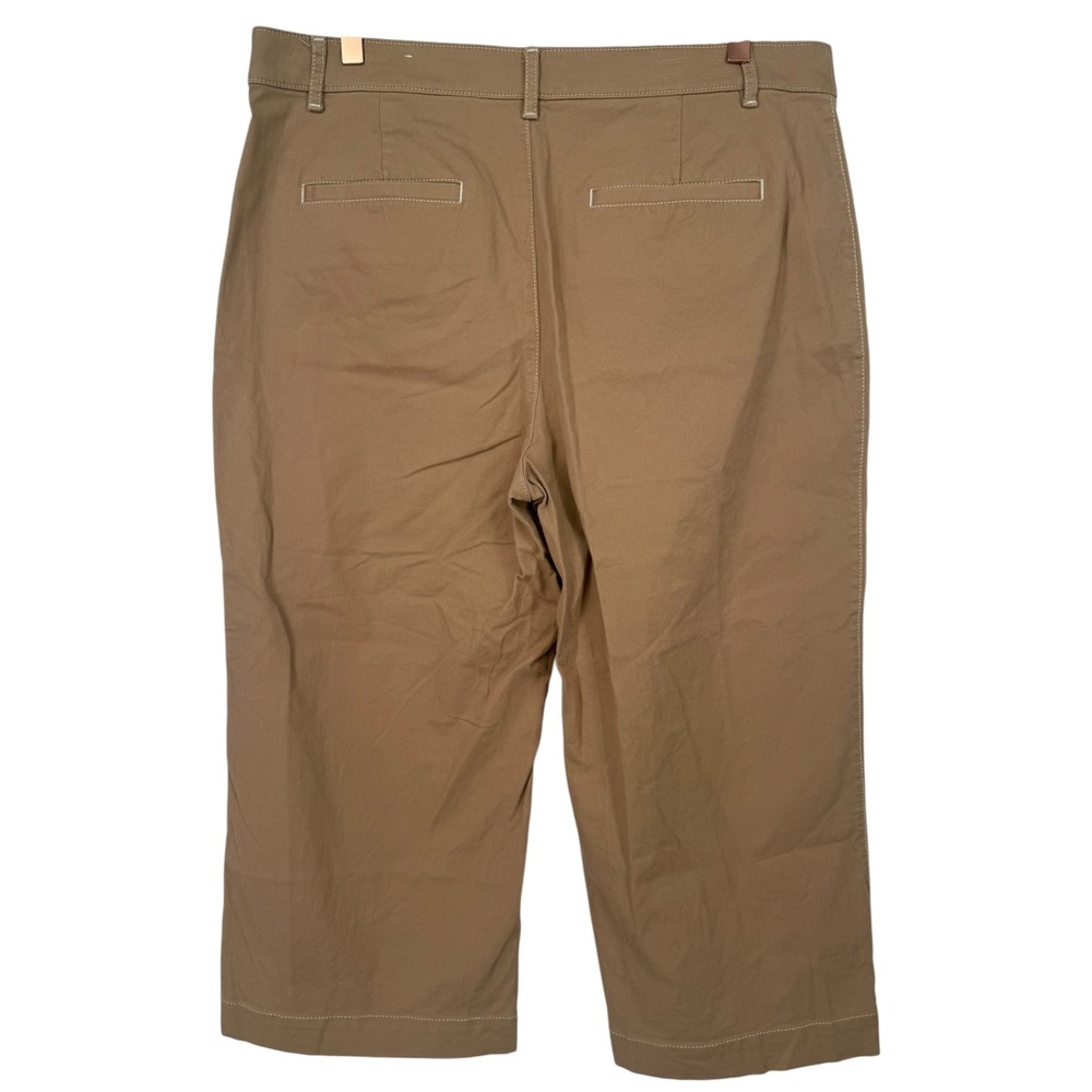 LOFT Womens Palmer Wide Leg Cropped Pants Tan Size 14P Neutral Preppy Casual - Picture 5 of 12